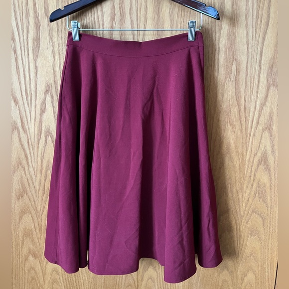 ModCloth Burgundy Circle Midi Skirt - Picture 2 of 4